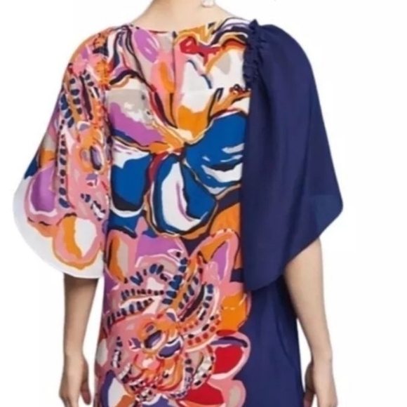 Maeve Anthropologie Blue Pink Orange Floral Silk Dress Sz S - Picture 15 of 16